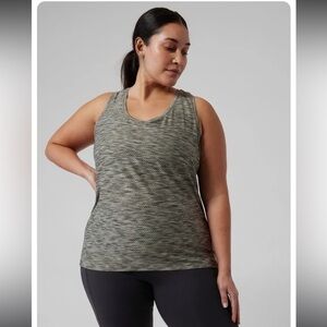 Athleta Ultimate Scoop Mesh Tank-Spacedye Mesh Olive green size XL